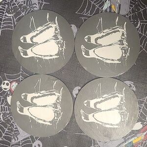 Set of 4 slate penguin coasters